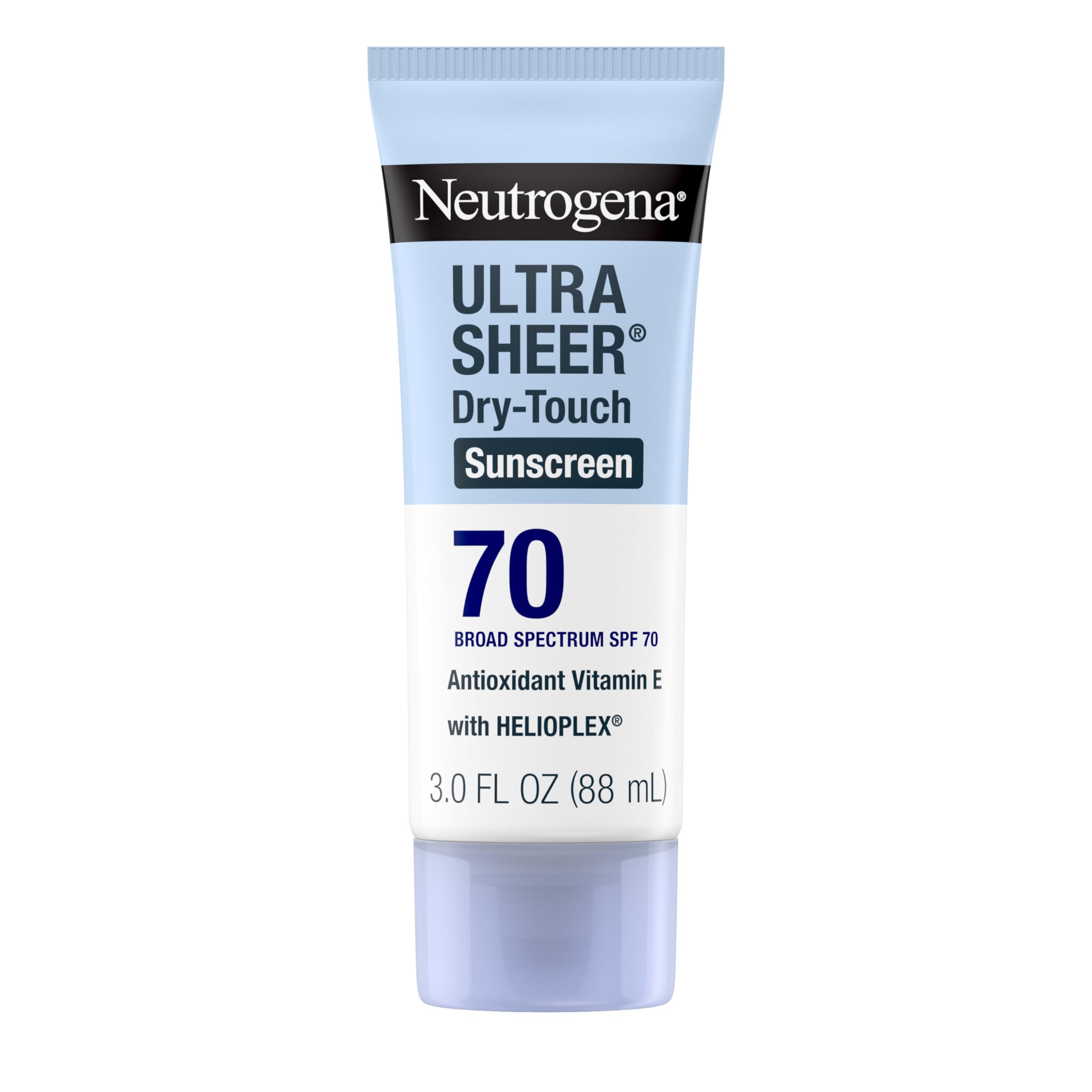 Neutrogena Ultra Sheer Dry-Touch Sunscreen Lotion SPF 70, Broad Spectrum, Water Resistant 80 Min, Oil-Free, Oxybenzone-Free, Non-Comedogenic, Matte Finish, Body Sunscreen, Travel Size 3 Fl Oz