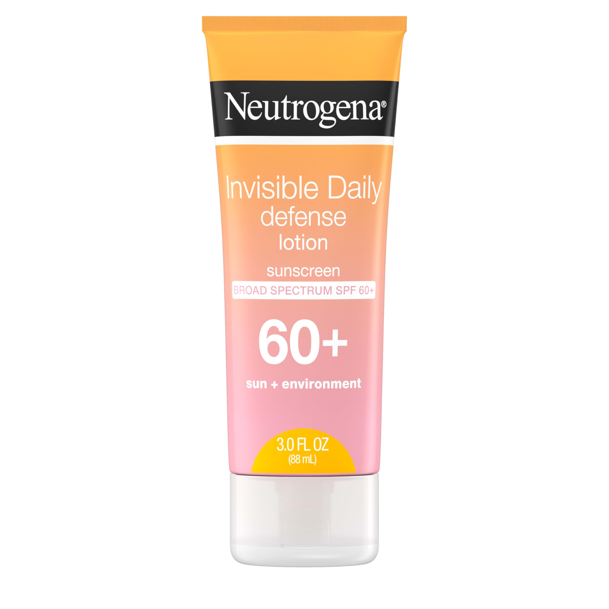 Neutrogena Invisible Daily Defense Sunscreen Lotion, Broad Spectrum SPF 60+, Oxybenzone-Free & Water-Resistant, Sun & Environmental Aggressor Protection, Antioxidant Complex, 3.0 fl. oz