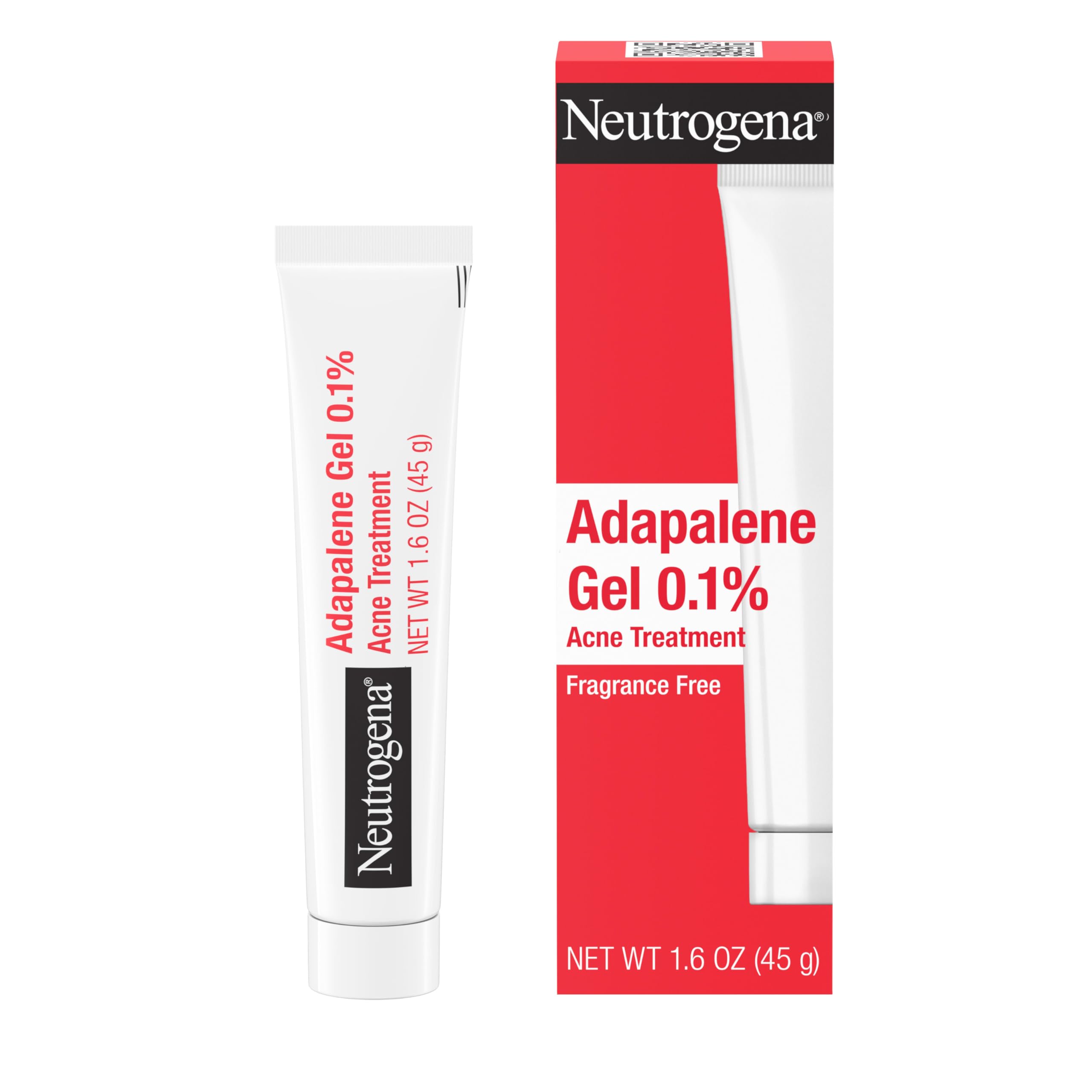 Neutrogena 0.1% Adapalene Gel Acne Treatment, Topical for Acne, Adapalene Medication for Blemishes, Once Daily Topical Retinoid to Prevent Breakouts, Oil & Fragrance-Free, 1.6 oz