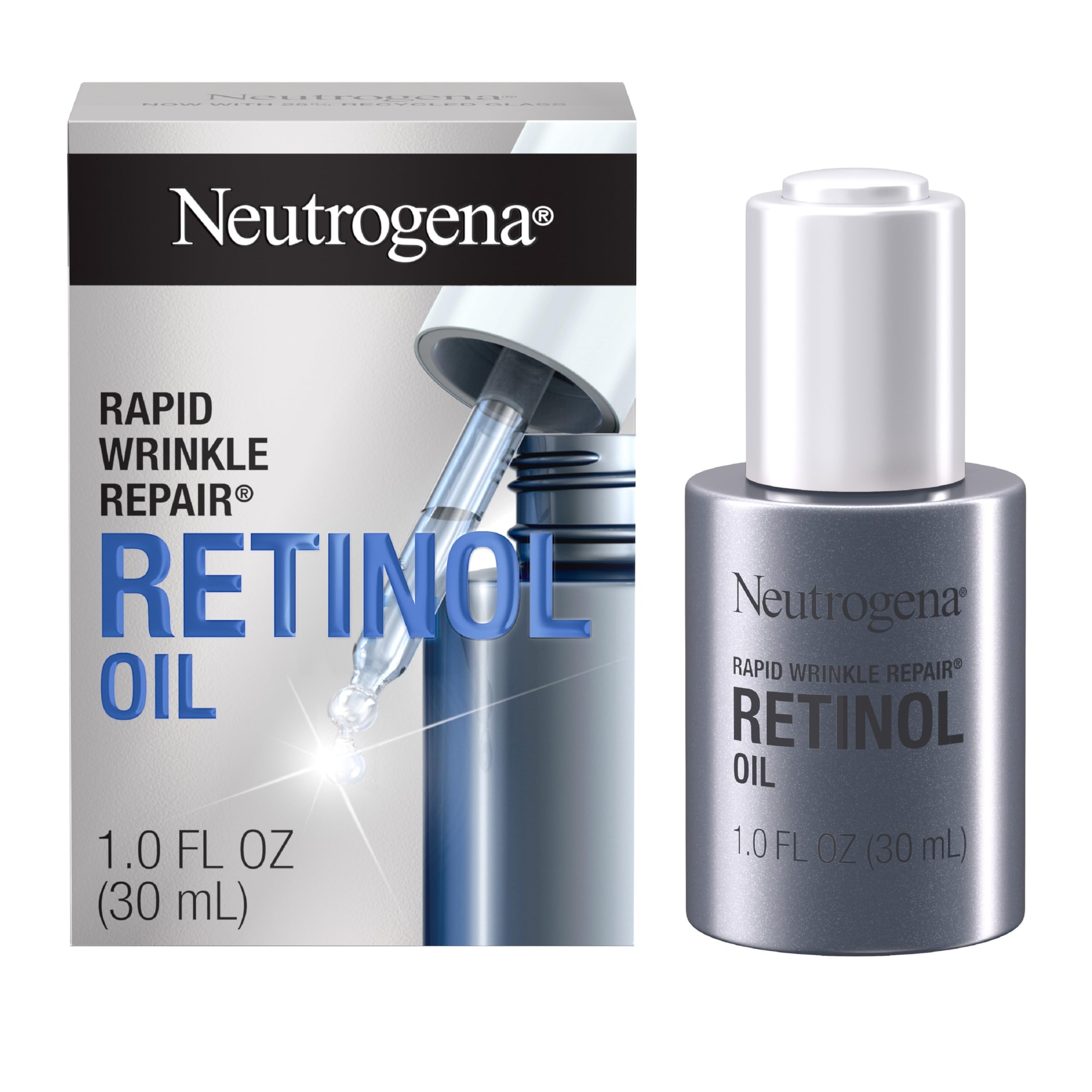 Neutrogena Rapid Wrinkle Repair Retinol Face Oil, Daily Anti-Aging Face Serum to Fight Fine Lines, Deep Wrinkles, & Dark Spots, 1.0 fl. oz