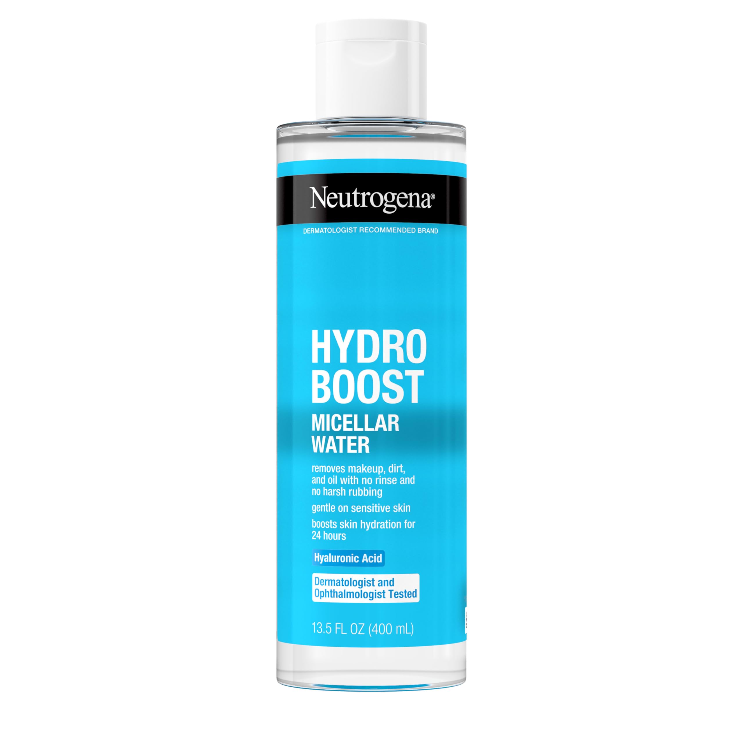 Neutrogena Hydro Boost Micellar Water with Hyaluronic Acid, Micellar Cleansing Water for Sensitive Skin, Removes Makeup, Dirt & Oil, Alcohol-Free, 13.5 fl oz