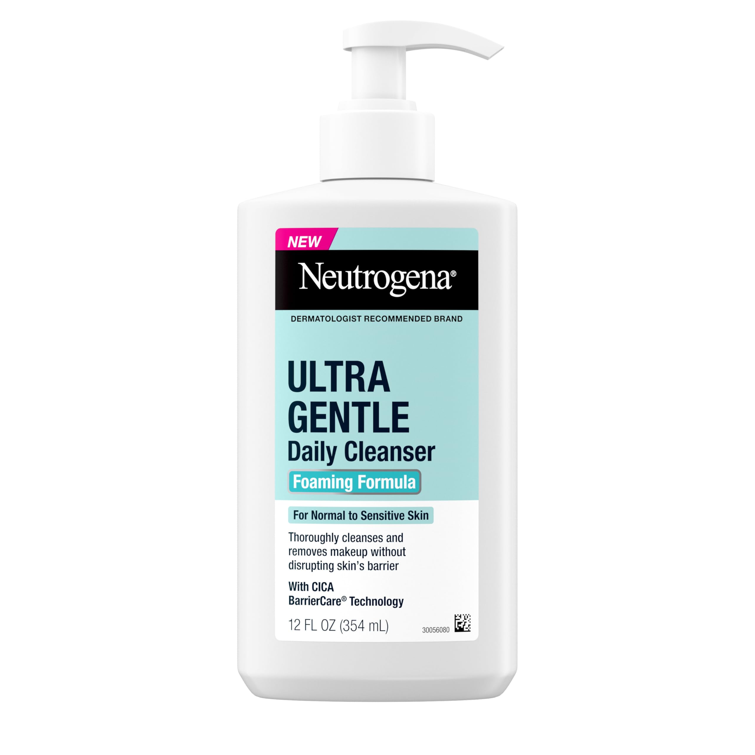 Neutrogena Ultra Gentle Foaming Facial Cleanser, Foaming Face Wash for Sensitive Skin, Gently Cleanses Away Dirt, Oil & Makeup Without Over Drying, Fragrance-Free, 12 fl. oz