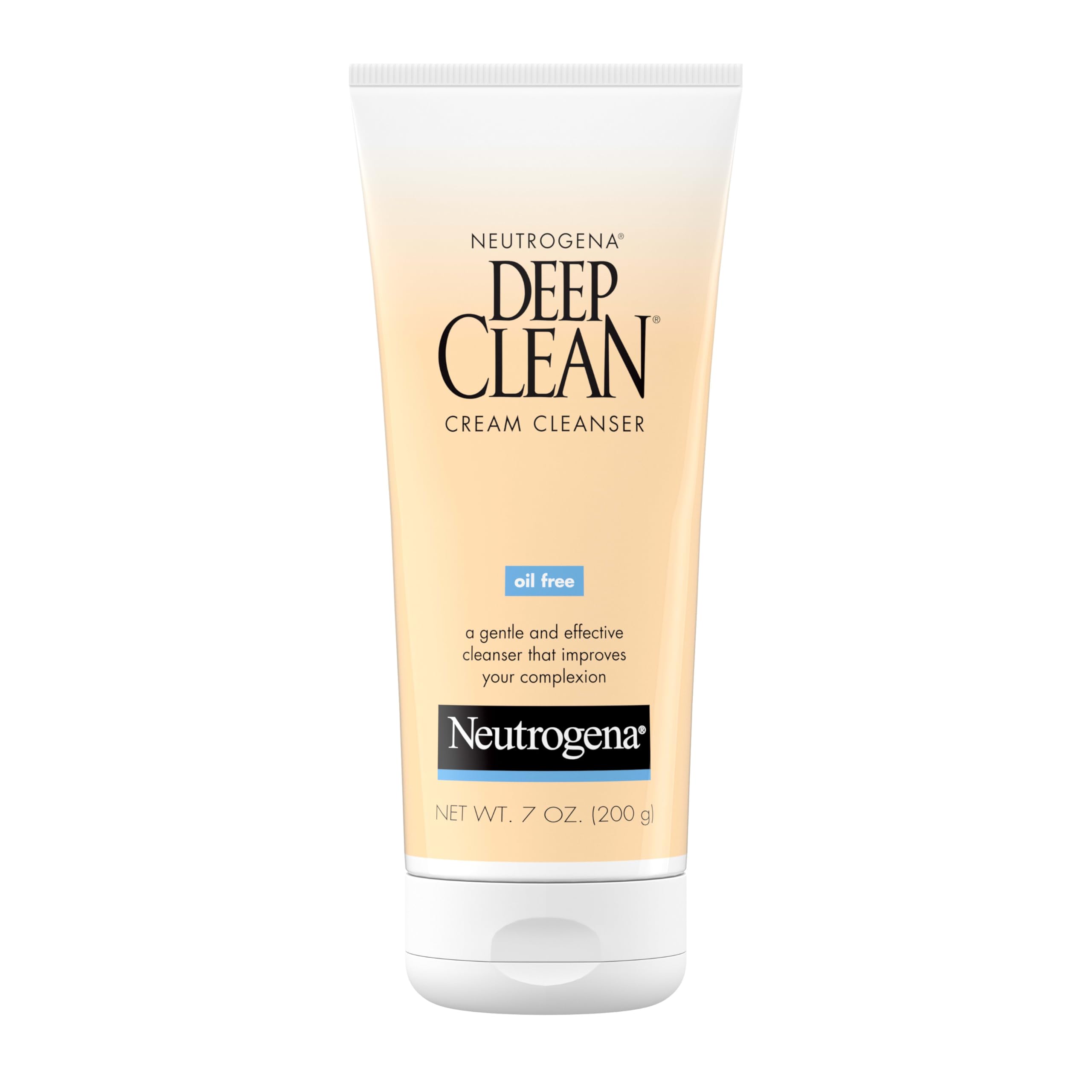 Neutrogena Deep Clean Daily Facial Cream Cleanser with Beta Hydroxy Acid to Remove Dirt, Oil & Makeup, Alcohol-Free, Oil-Free & Non-Comedogenic, 7 fl. oz