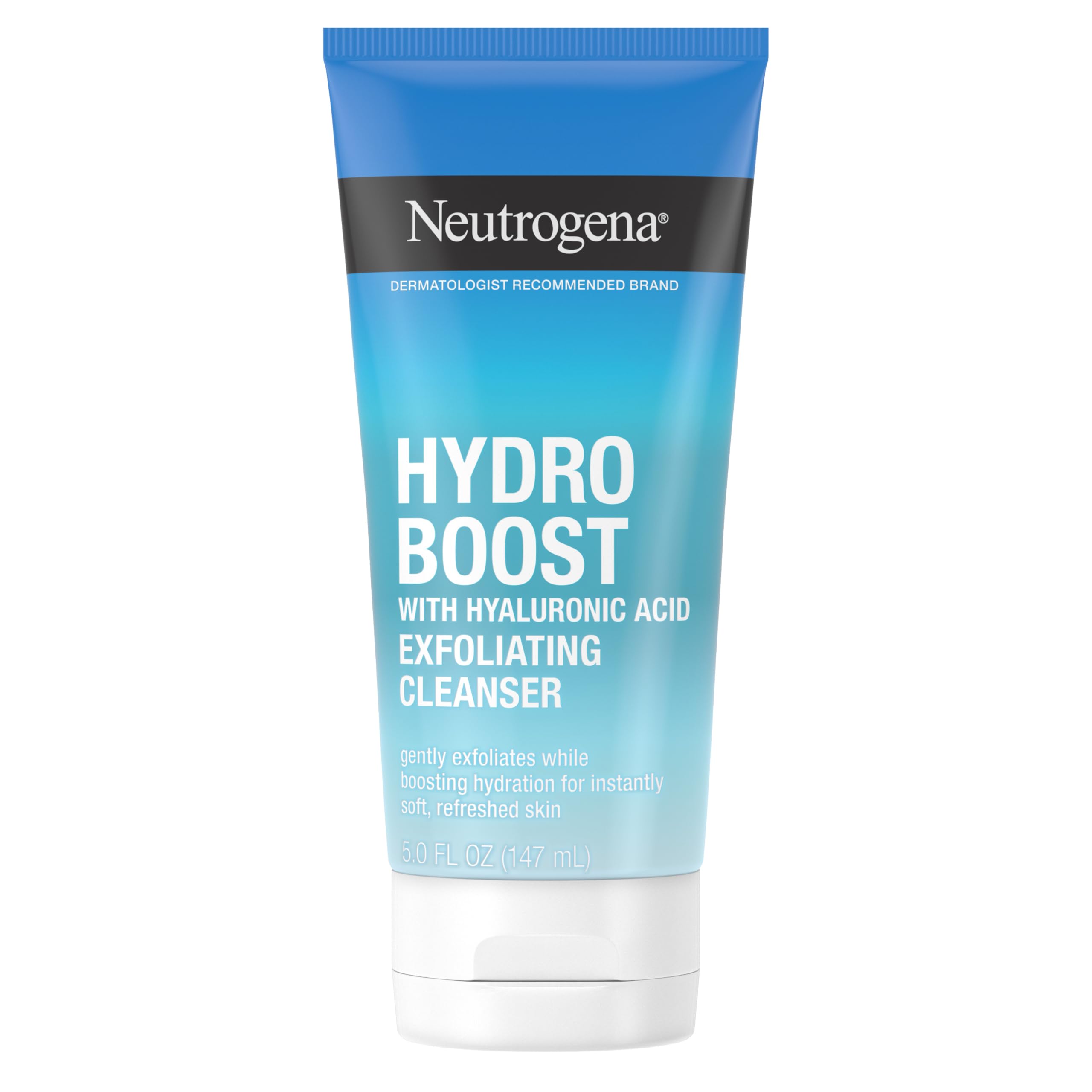 Neutrogena Hydro Boost Gentle Exfoliating Daily Facial Cleanser with Hyaluronic Acid, Face Wash Clinically Proven to Increase Skin's Hydration Level, Oil-Free & Non-Comedogenic, 5 oz, 3 Pack
