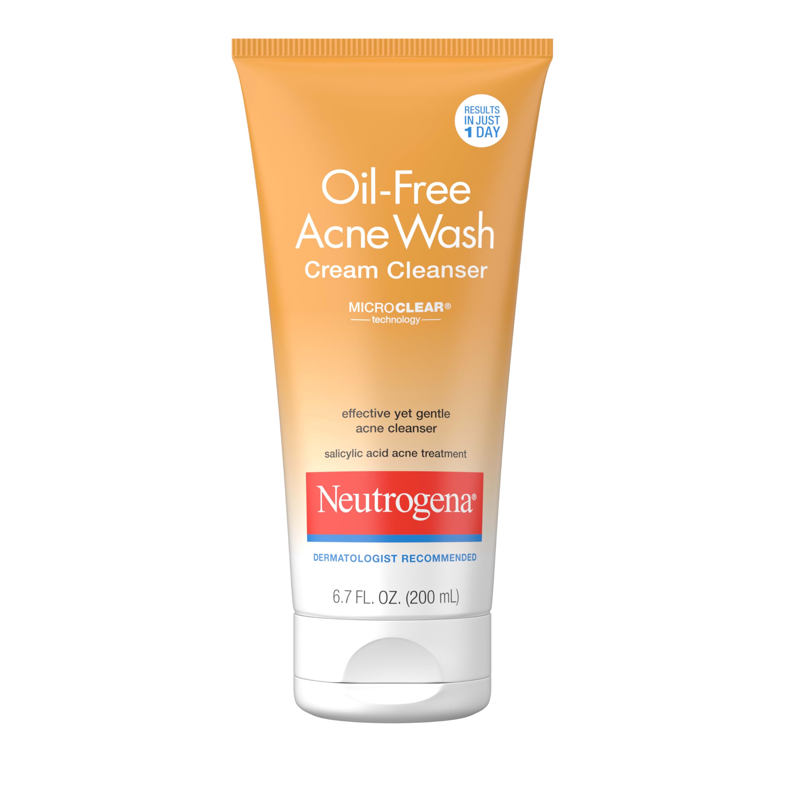 Neutrogena Oil-Free Acne Face Wash Cream Cleanser, 2% Salicylic Acid Acne Treatment, Daily Facial Cleanser for Acne-Prone Skin, 6.7 fl. oz