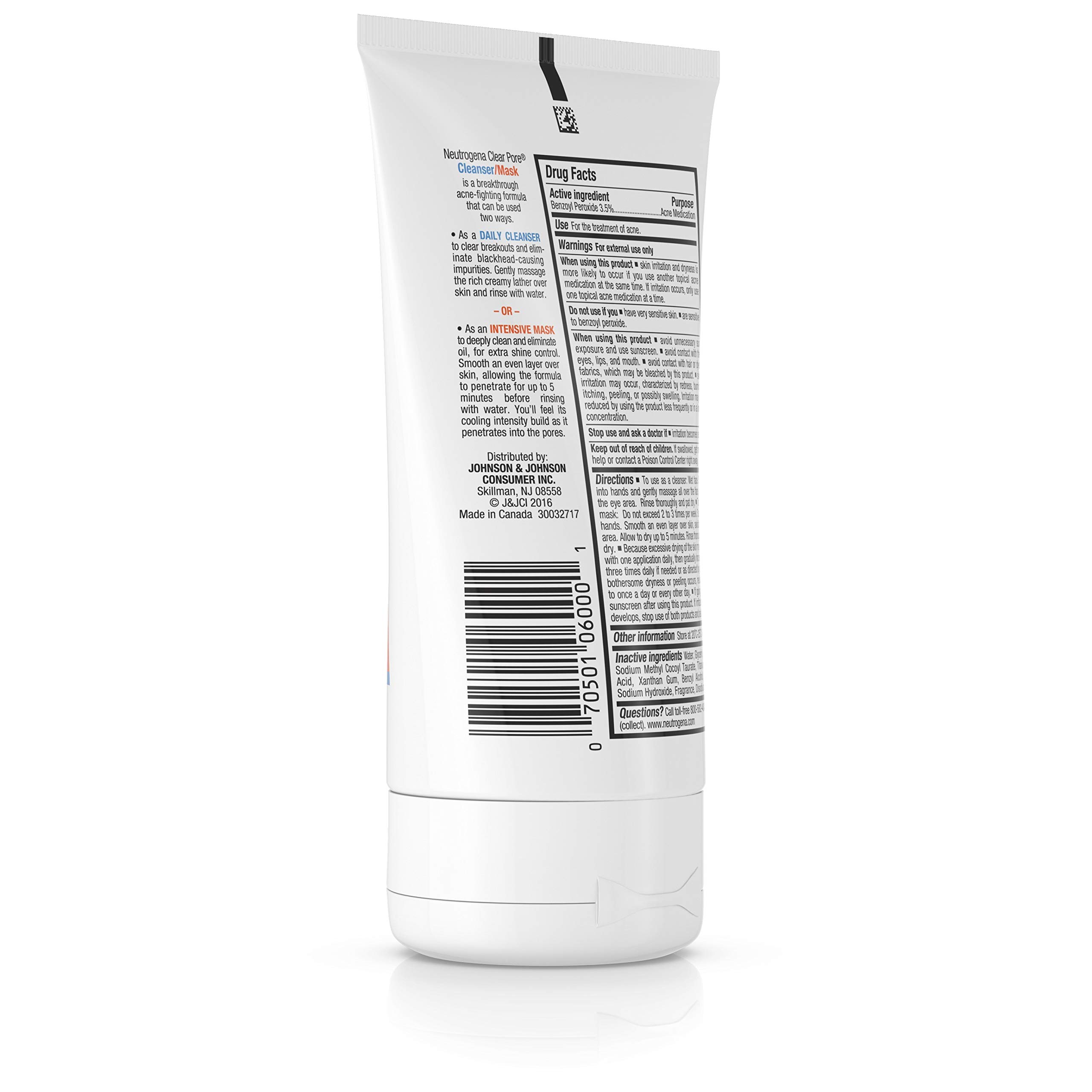 Neutrogena Clear Pore Cleanser/Mask, 4.2 Ounce