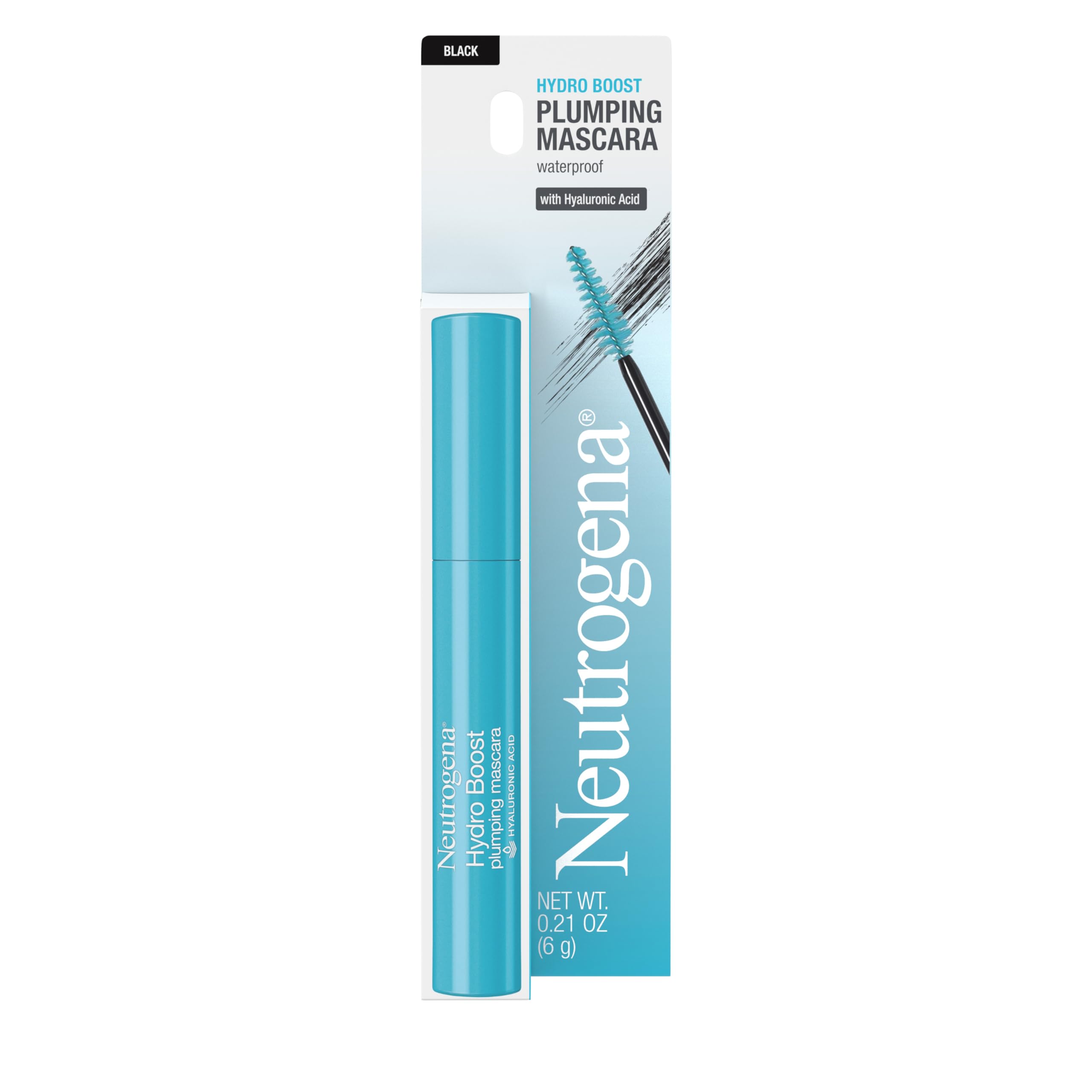 Neutrogena Hydro Boost Waterproof Plumping Mascara with Hydrating Hyaluronic Acid, Enriched formula with Hyaluronic Acid, Vitamin E and Keratin, Black, 0.21 oz
