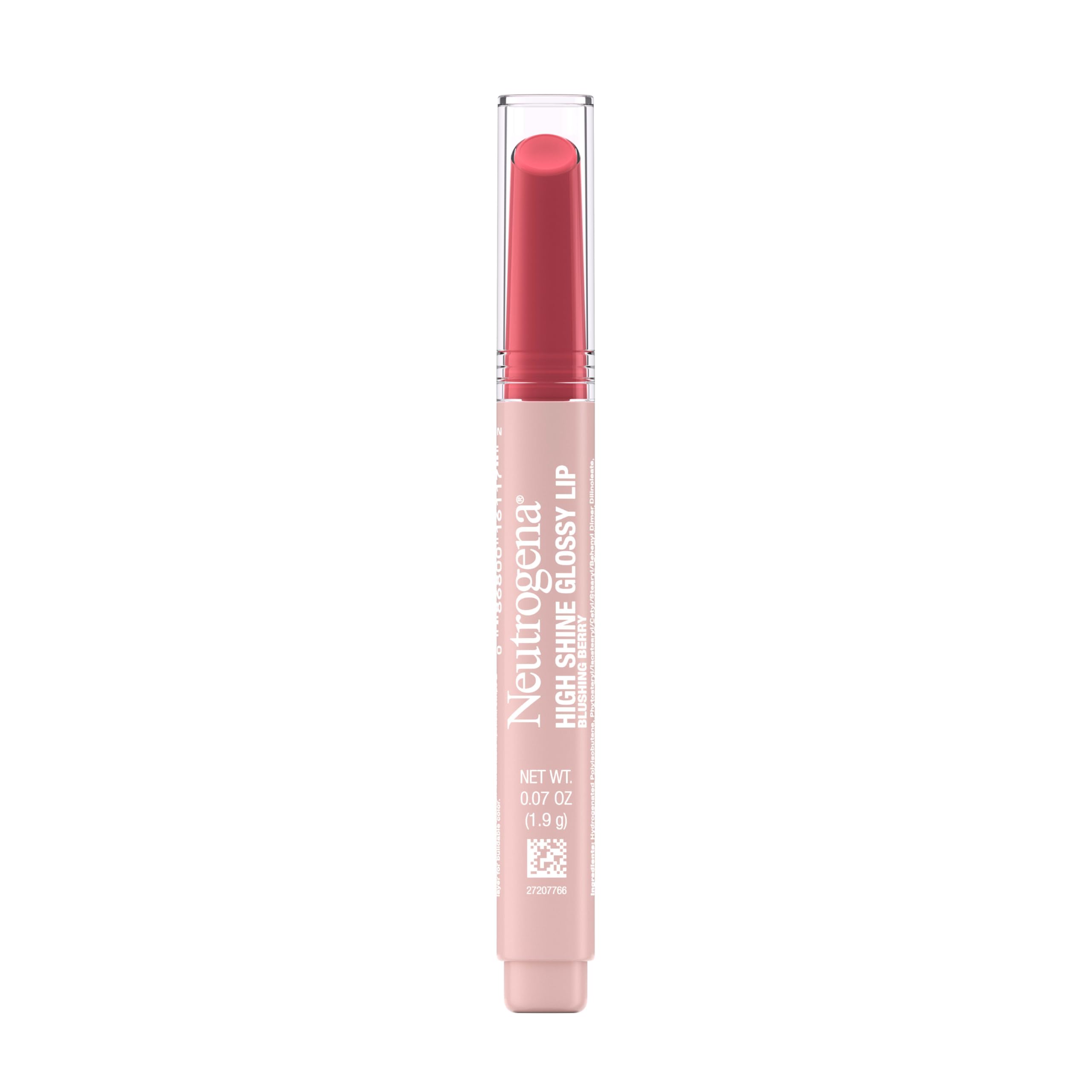 Neutrogena High Shine Glossy Lip, Nourishing Lip Gloss with Maracuja Oil, Antioxidant Vitamin E & Vitamins, Non-Retractable, Buildable Pigmented Color, Blushing Berry, 0.07 oz