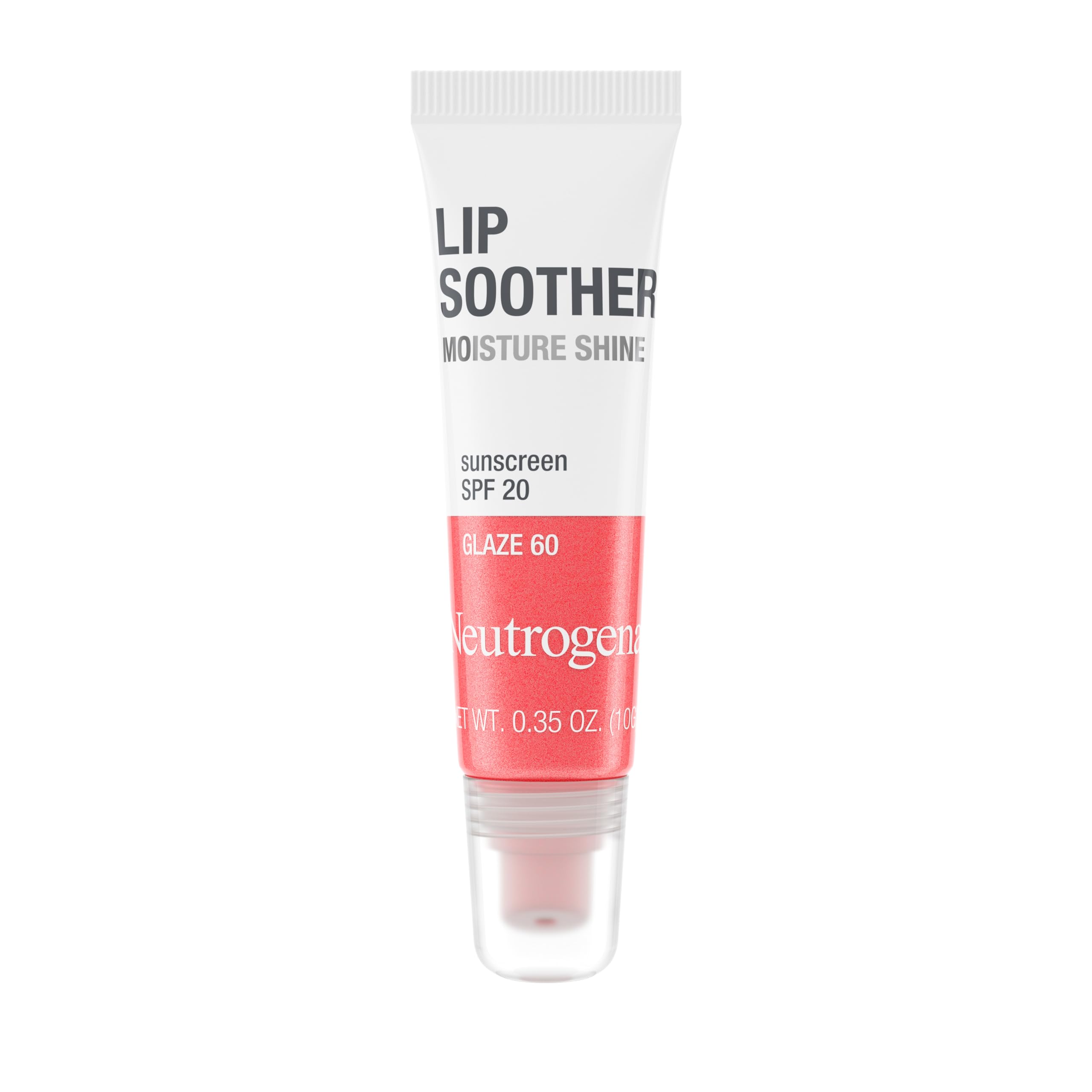 Neutrogena MoistureShine Lip Soother Gloss with SPF 20 Sun Protection, High Gloss Tinted Lip Moisturizer with Hydrating Glycerin & Soothing Cucumber for Dry Cracked Lips, Glaze 60,.35 oz