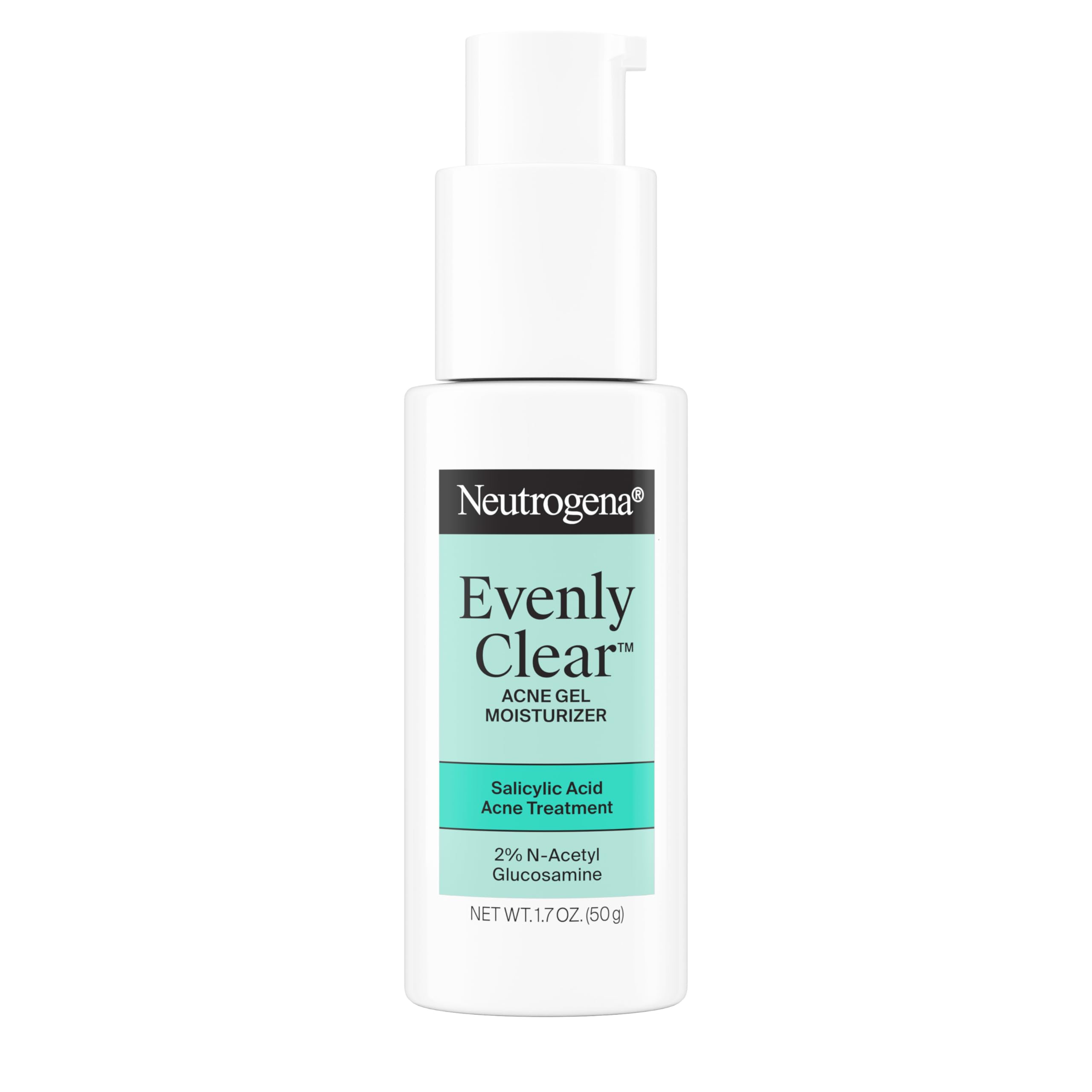 Neutrogena Evenly Clear Acne Gel Moisturizer with Salicylic Acid & N-Acetyl Glucosamine, Lightweight Non-Greasy Face Moisturizer Helps Treat Breakouts & Visibly Fade the look of Post-Acne, 1.7 fl. oz