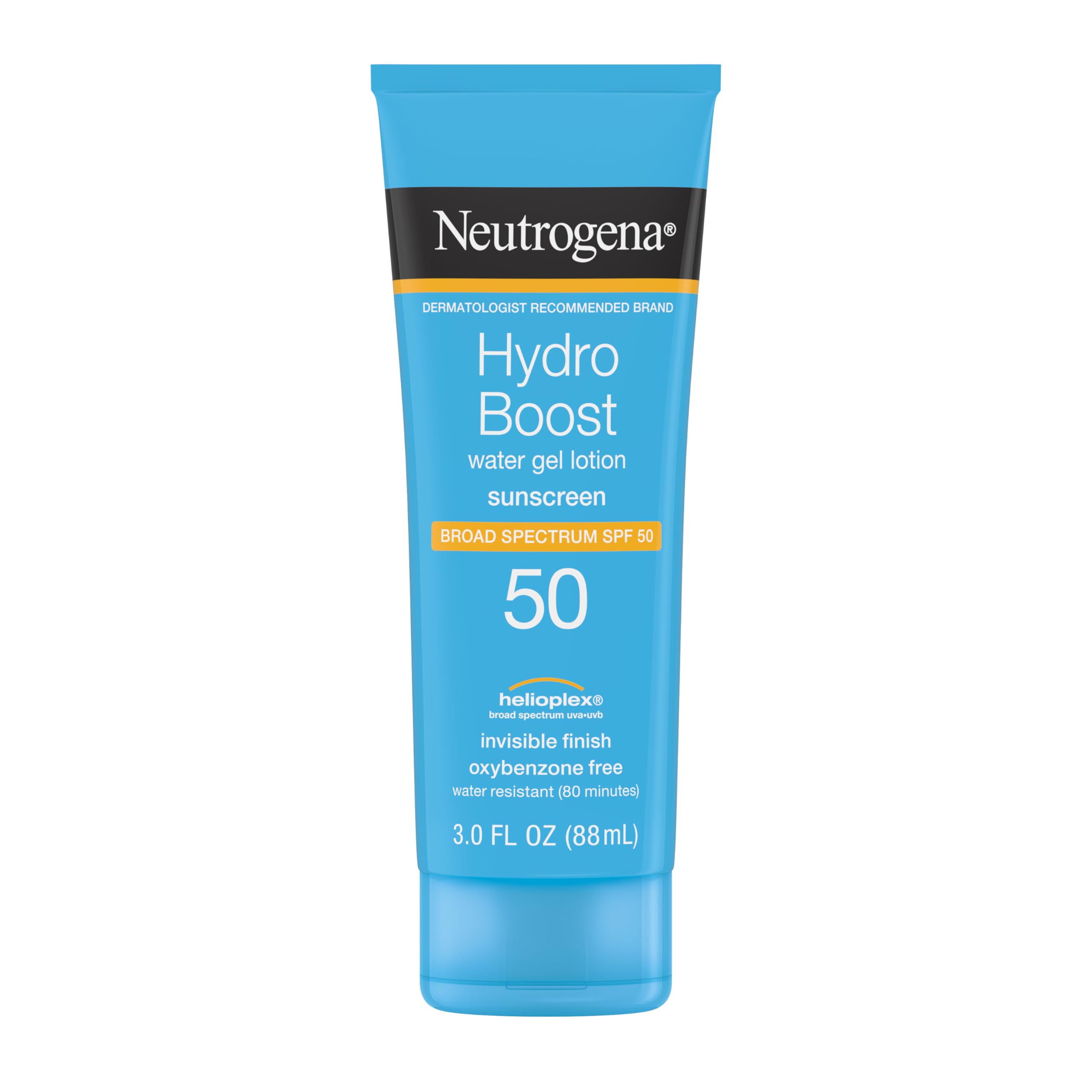 Neutrogena Hydro Boost Moisturizing Water Gel Sunscreen Lotion with Broad Spectrum SPF 50, Water-Resistant & Non-Greasy Hydrating Sunscreen Lotion, Oil-Free, 3 fl. oz, 3 Pack